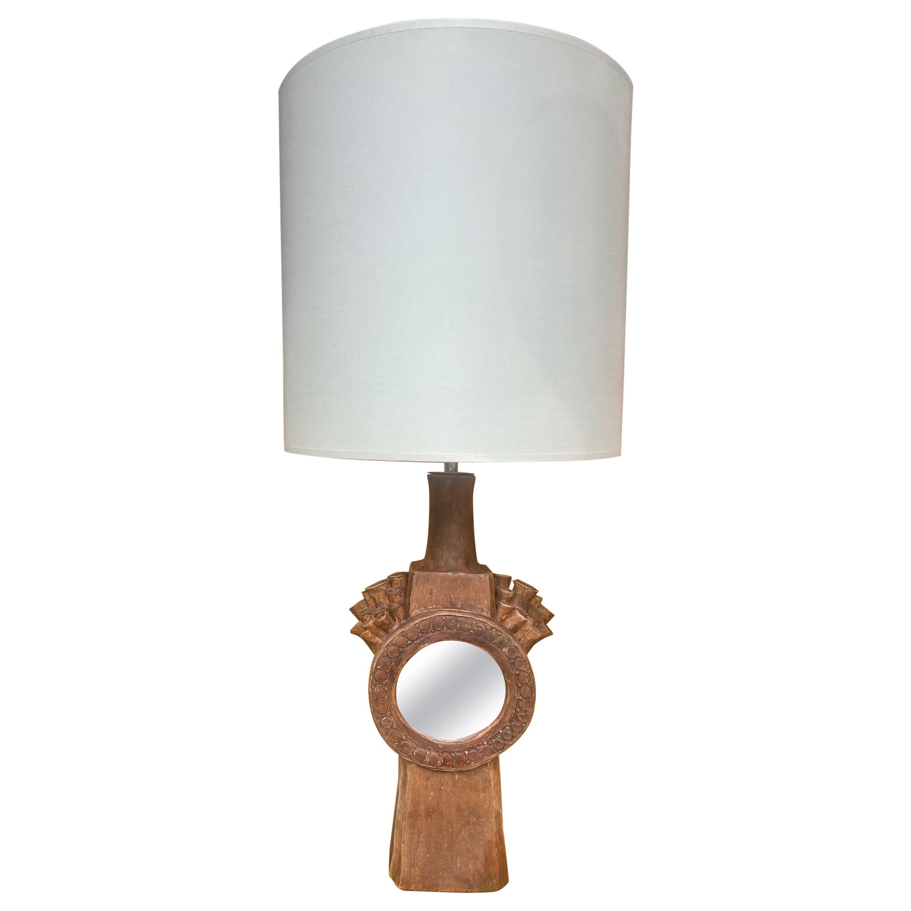 Unusual stoneware table lamp, in the style of La Borne potters, France 1960's