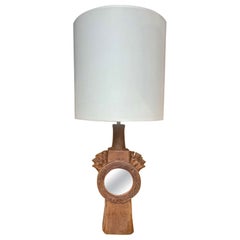 Ungewöhnliche Tischlampe aus Steingut, im Stil von Töpfern aus La Borne, Frankreich 1960er Jahre