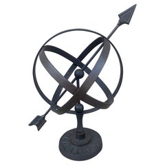 Reloj de sol armilar inglés vintage de hierro negro para jardín