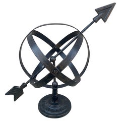 Vintage English Country Iron Black Garden Armillary Sundial