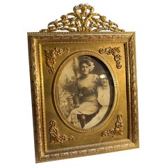 Gilded Age French Gilt Bronze Standing Picture Frame.