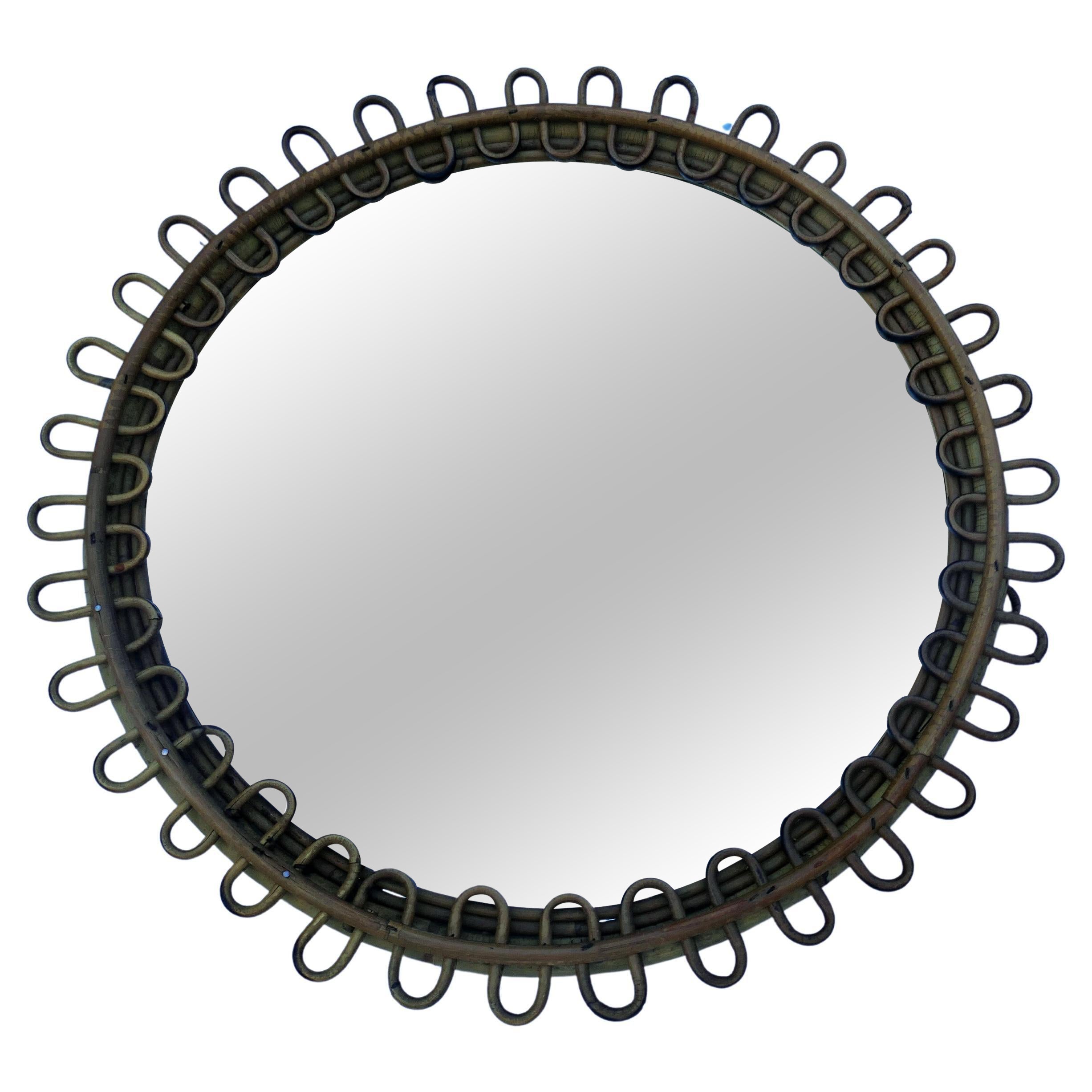 Round Rattan Mirror