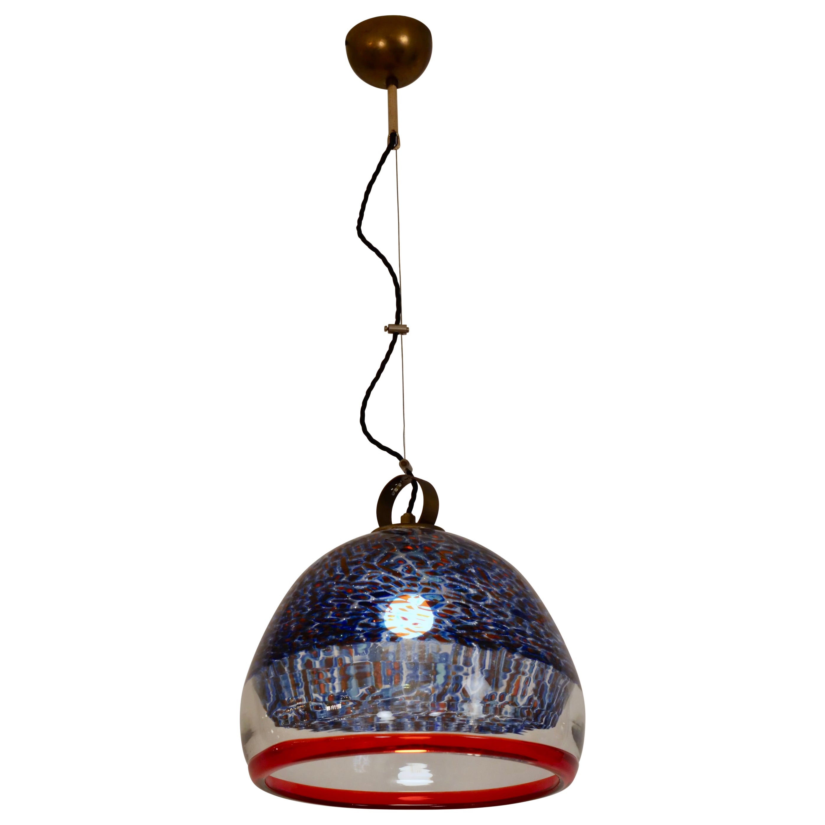 Gae Aulenti chandelier 'Neverrino' Murano glass for Vistosi Italy c1960