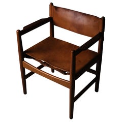 Armchair in oak and leather by Børge Mogensen, Sweden, 1950s