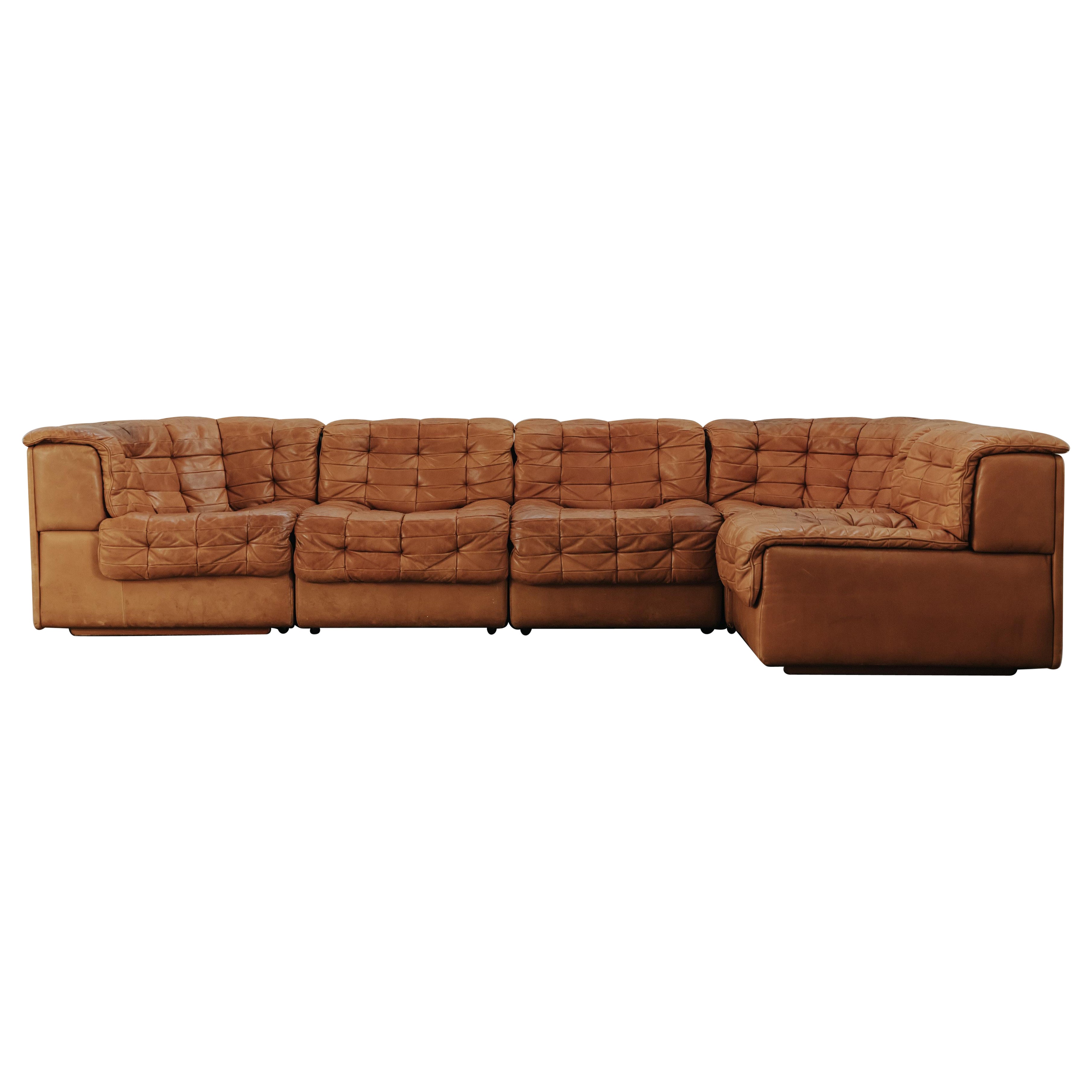 Cognacfarbenes Leder-Sofa De Sede DS 11 aus der Schweiz, ca. 1970