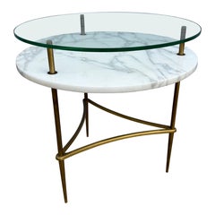 Beistelltisch aus Messing, Glas und Marmor