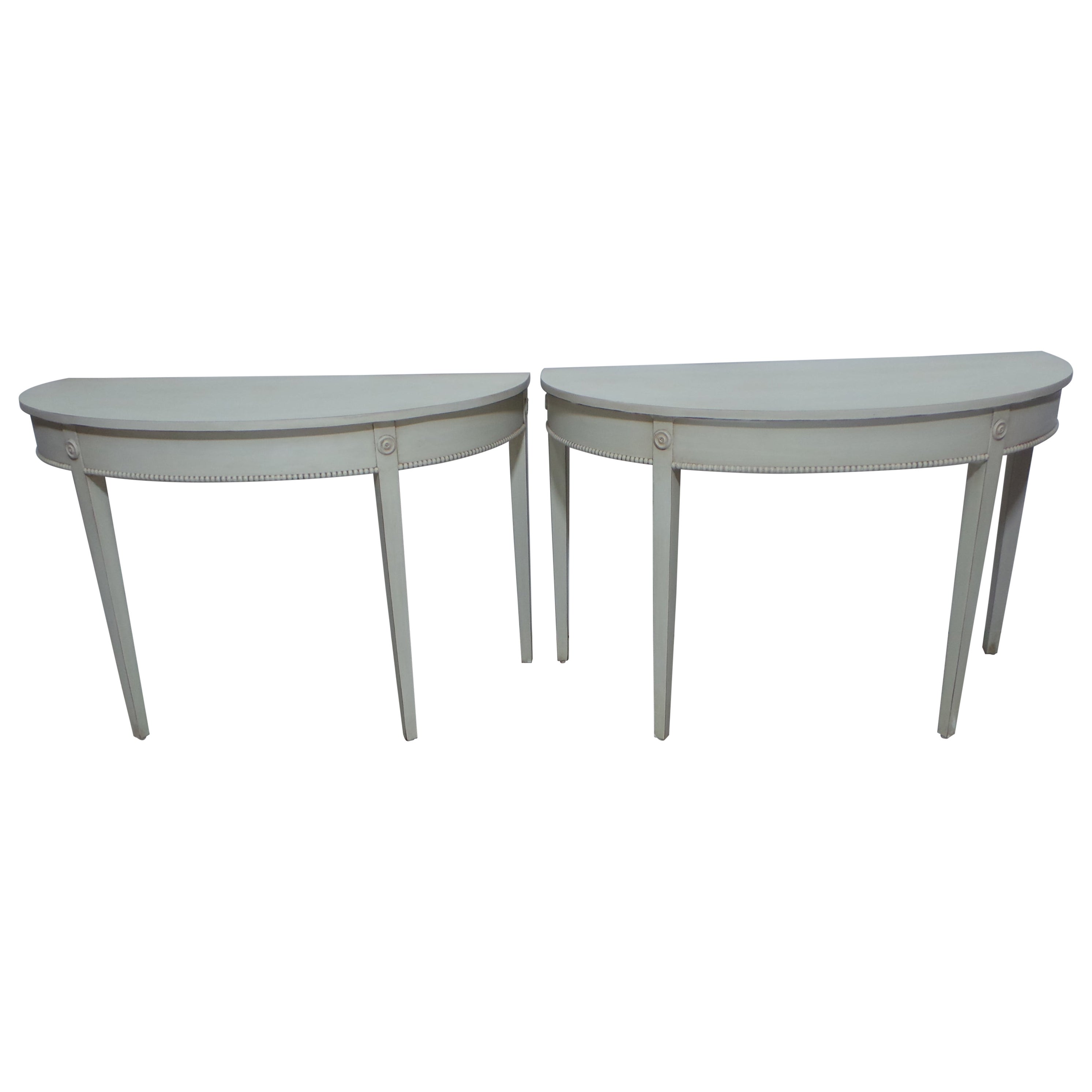 Tables Demi Lune suédoises de style gustavien à 4 pieds