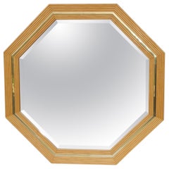 Faux Bamboo And Brass Large Octagonal Wall Mirror