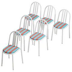Set of Tubular Steel Chairs with Striped Seats by Robert Mallet-Stevens