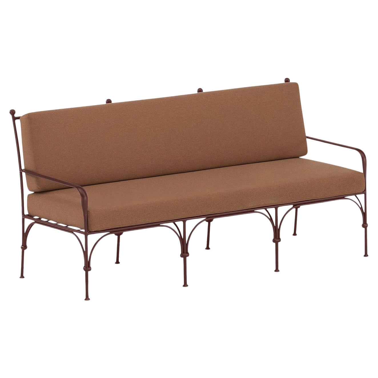Nottambula 3-Seater Wrought Iron Brown Outdoor Sofa by Dante Negro For Sale