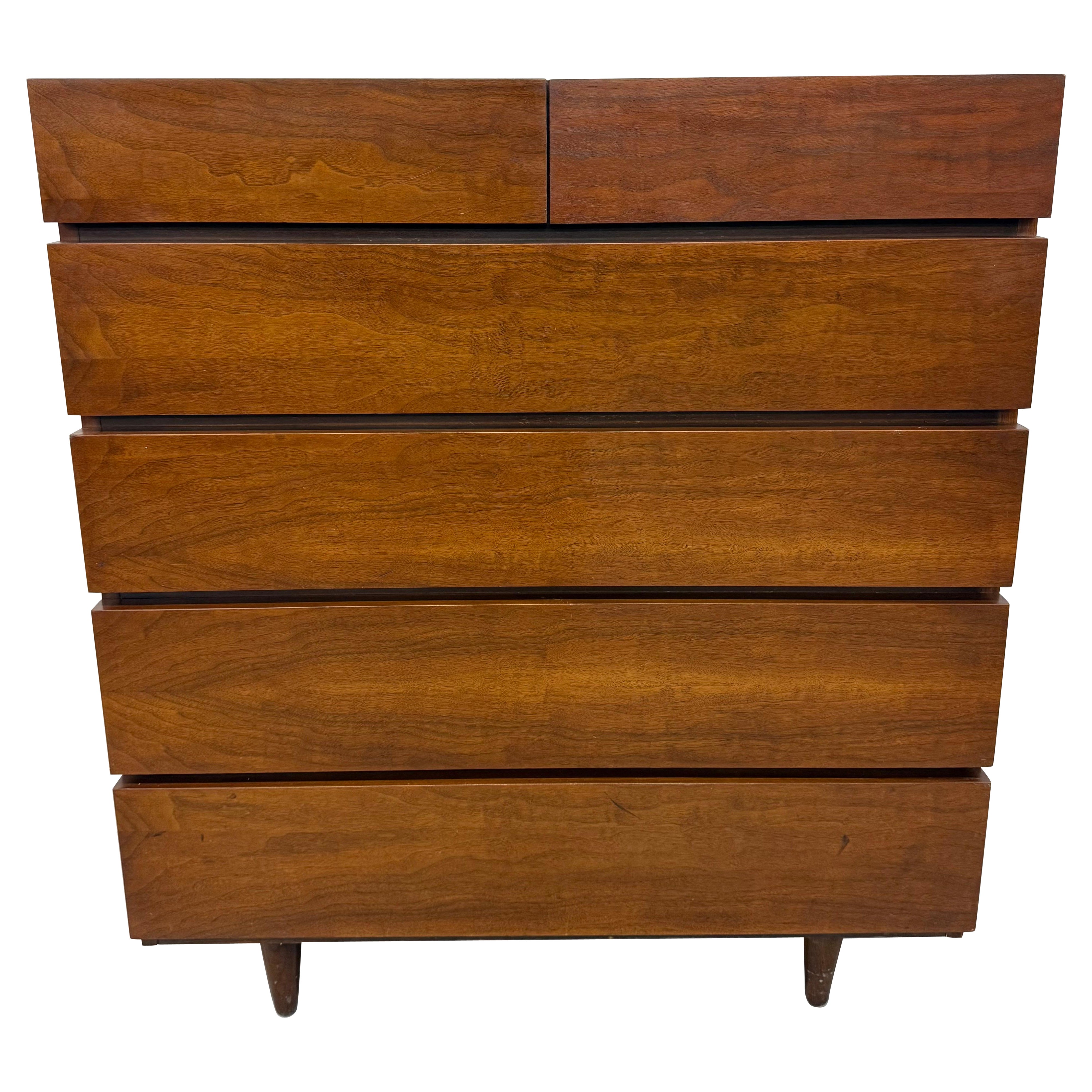 Mid-Century Modern American of Martinsville Walnut High Chest
