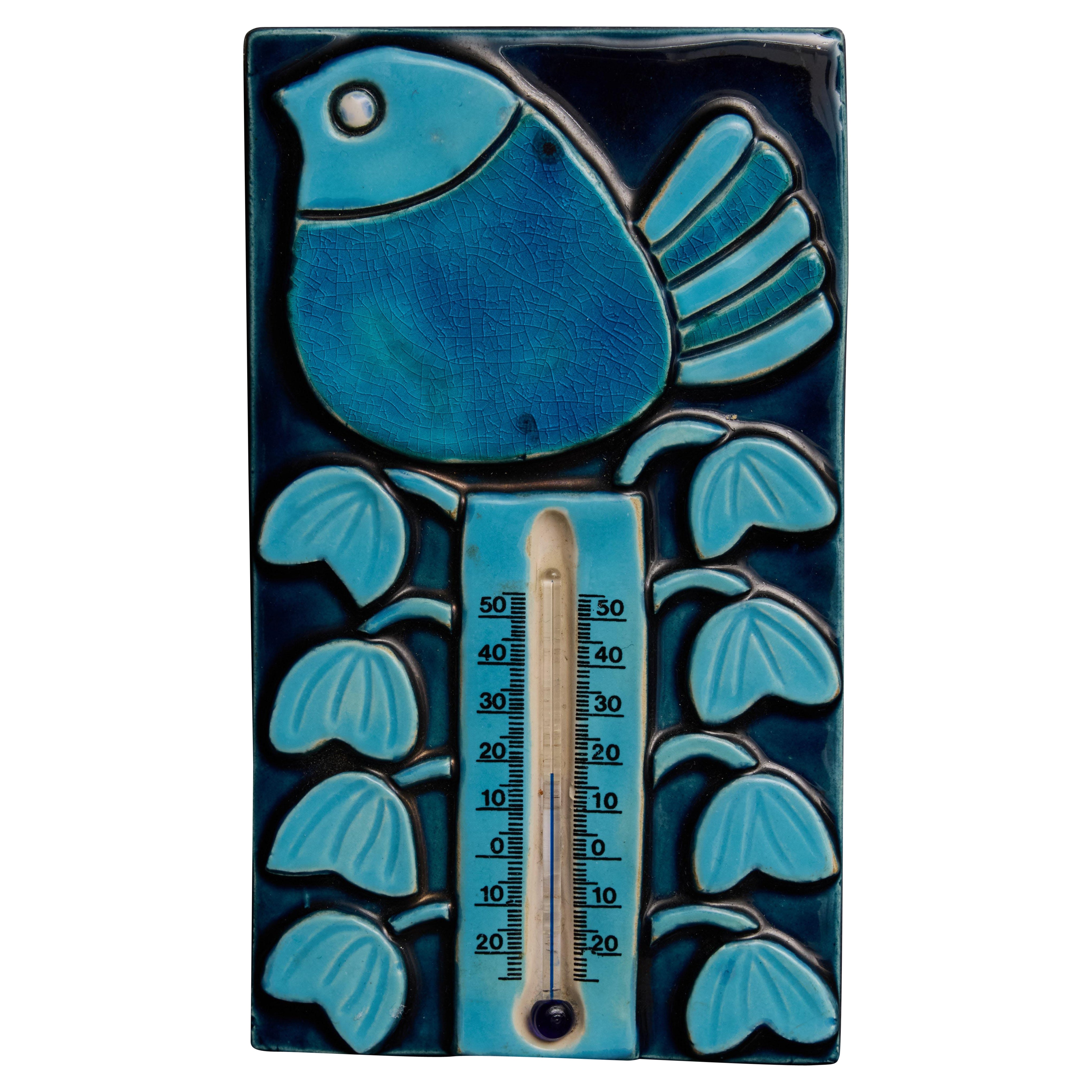Small Thermometer in Ceramic By Mithe Espelt with Bird decor
