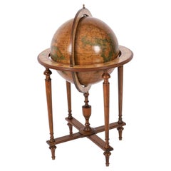 VintageTerrestre Globe de bibliothèque sur Stand Donati, Milano 20ème siècle
