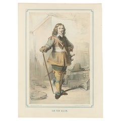 Antique Jan van Galen – Heroic Dutch Admiral, 19th-Century Hand-Colored Lithograph