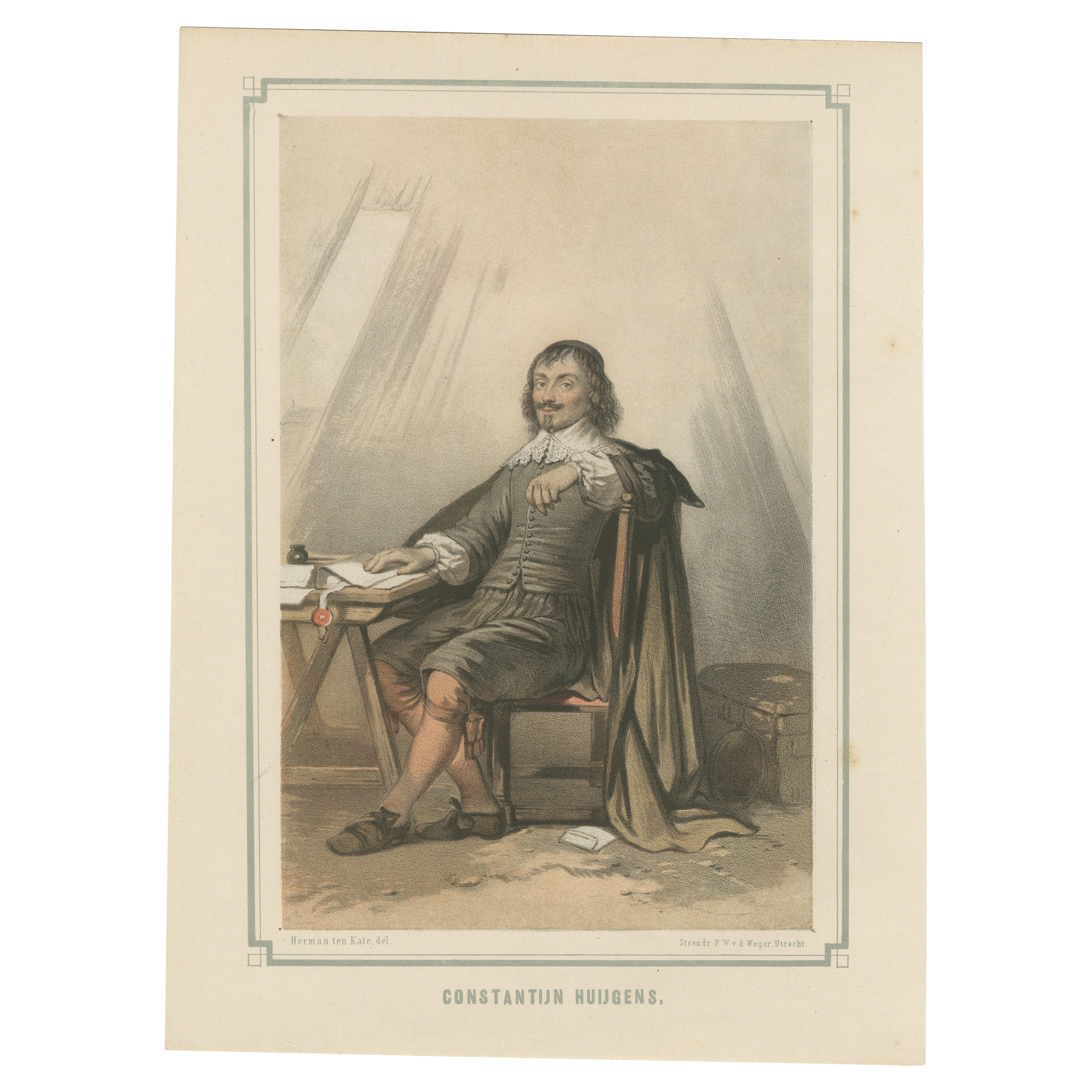 Constantijn Huygens - Niederländischer Dichter und Staatsmann des Goldenen Zeitalters, Litho aus dem 19.