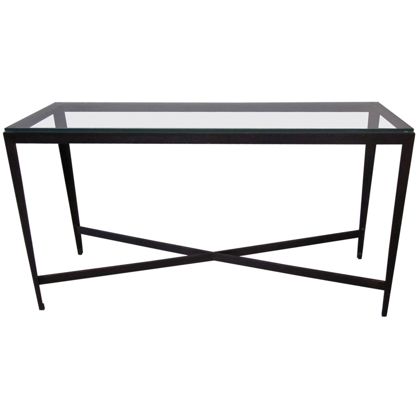 Steel and Plate Glass Console Table