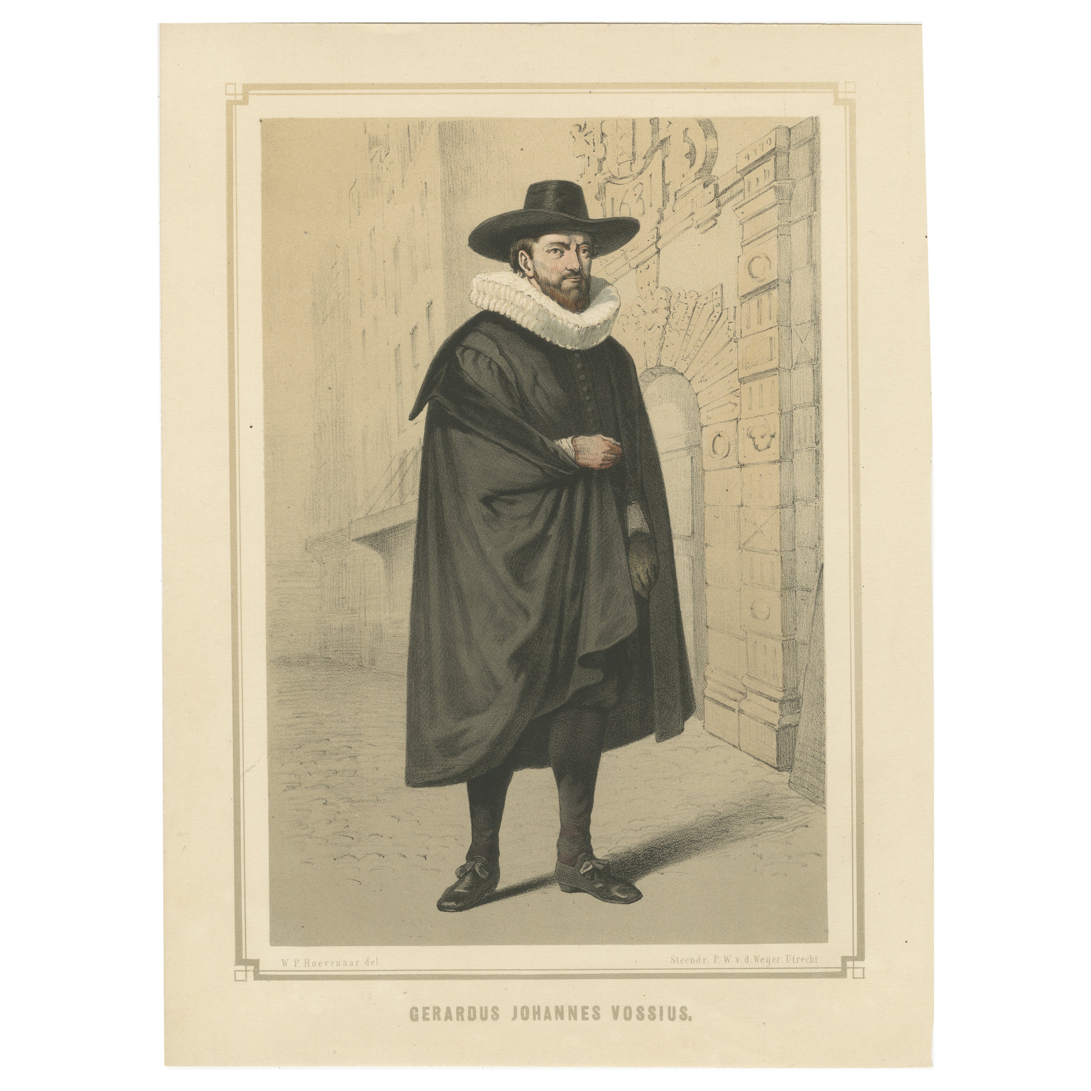Gerardus Johannes Vossius – Dutch Humanist Scholar, 19th-Century Lithograph