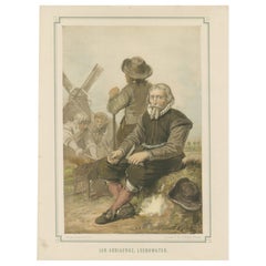 Jan Adriaensz Leeghwater – Dutch Engineer & Millwright, 19th-Century Lithograph