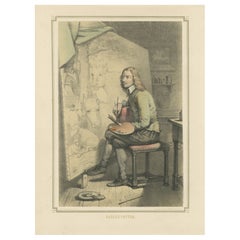 Paulus Potter – Dutch Animal Painter at Work, Hand-Colored Lithograph, ca.1850