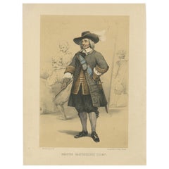 Antique Maarten Harpertszoon Tromp – Dutch Admiral, 19th-Century Hand-Colored Lithograph