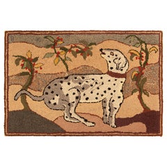 Antiker Hakenteppich in Brown mit Dalmatinerbild - Rug & Kilim