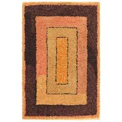 Tappeto antico con ganci in rosa e beige e bordo marrone - Rug & Kilim