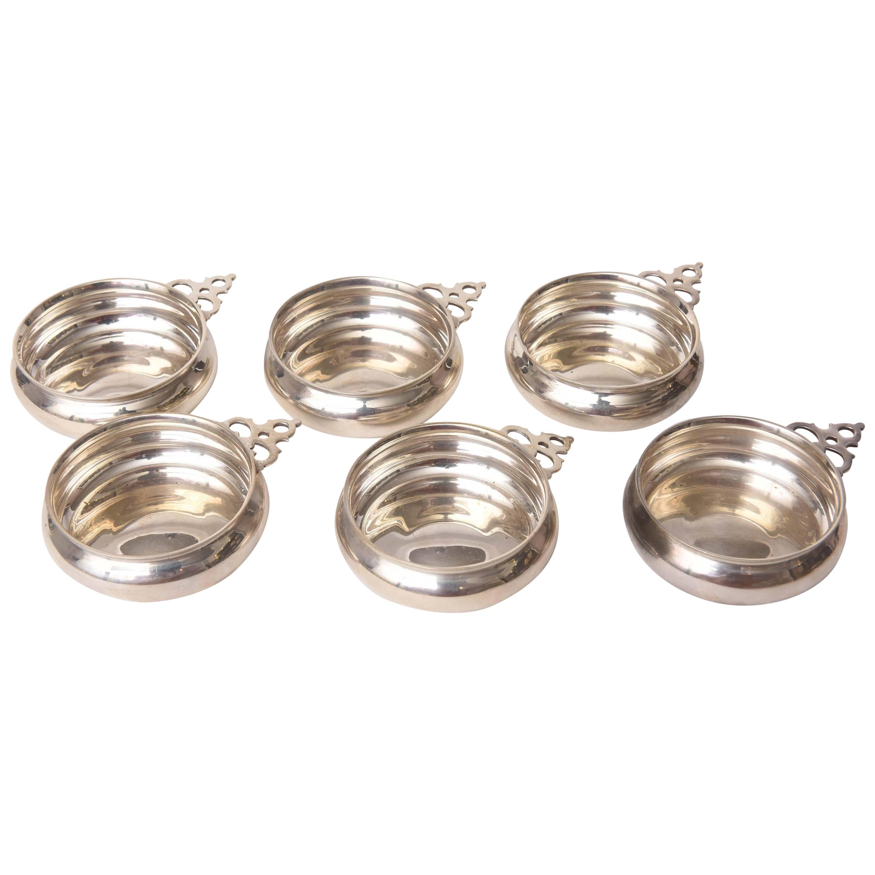 Set of Six (6) Tiffany Sterling Wine Tasters, Vintage and Classic Shape
