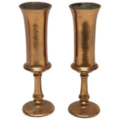 Pair of Vintage Arts and Crafts Style Copper Goblets / Bud Vases