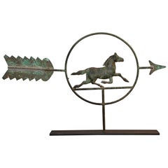 Antique 19th Century Running Horse within a Circle Weathervane on Stand