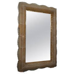 Miroir consol en verre de Murano de couleur or et laiton éclairé, 2020