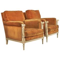 Antique French Bergeres Louis XVI in the Manner of Jansen