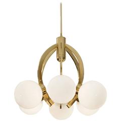 Brass Sputnik Chandelier with Gloss Globes