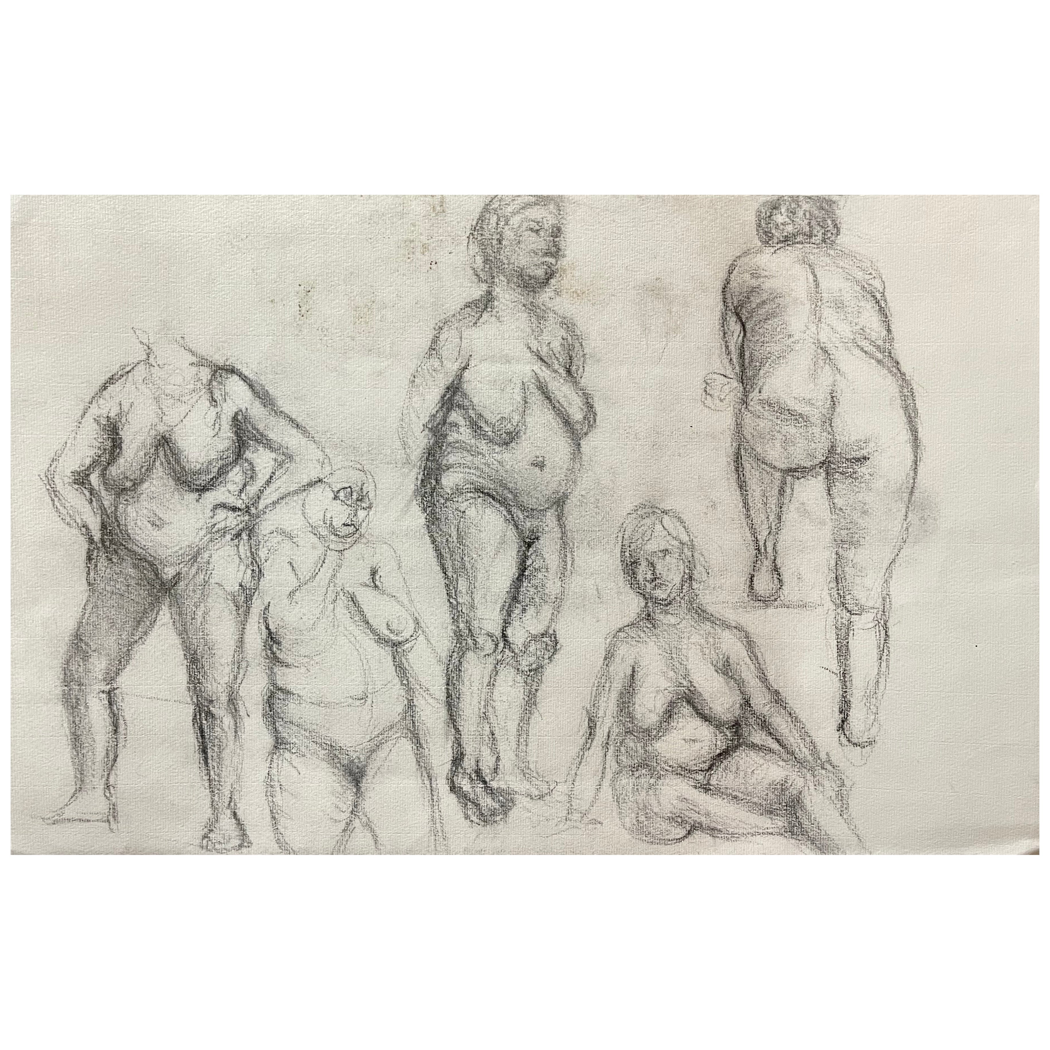 Nudi in stile Henry Moore anni '50 Disegno Inglese