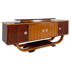 Antique Italian Art Deco Sideboard in wood with metal handles, 1920s
