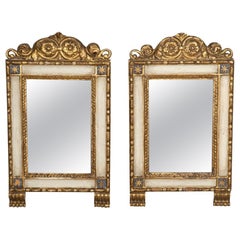 Paire de miroirs italiens néoclassiques peints et en bois doré