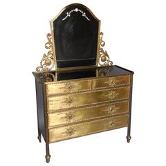 Black Glass and Gold Spanish Chest