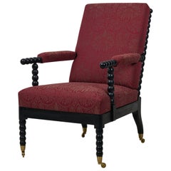 Fauteuil de salon suédois ancien avec tapisserie et rembourrage entièrement neufs