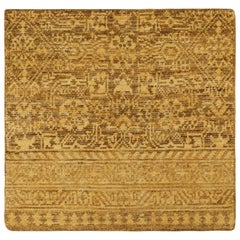 Campione di tappeto personalizzato Rug & Kilim, oro con motivi geometrici beige-marrone