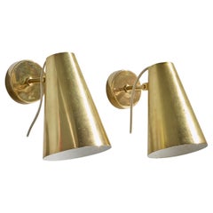 Paavo Tynell, Wall Lights, Brass, Finland, 1950s