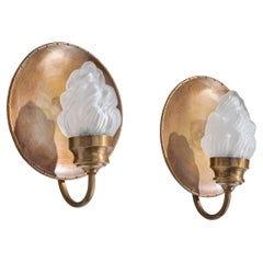 KT Valaisin, Wall Lights, Brass, Glass, Finland, 1960s