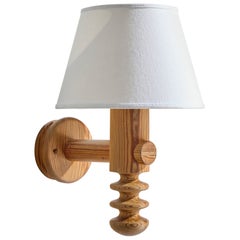 Uno Kristiansson, Wall Light, Pine, Fabric, Sweden, 1970s