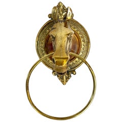 Mid 20th Century Brass Horse Head Equestrian Towel Holder Ring