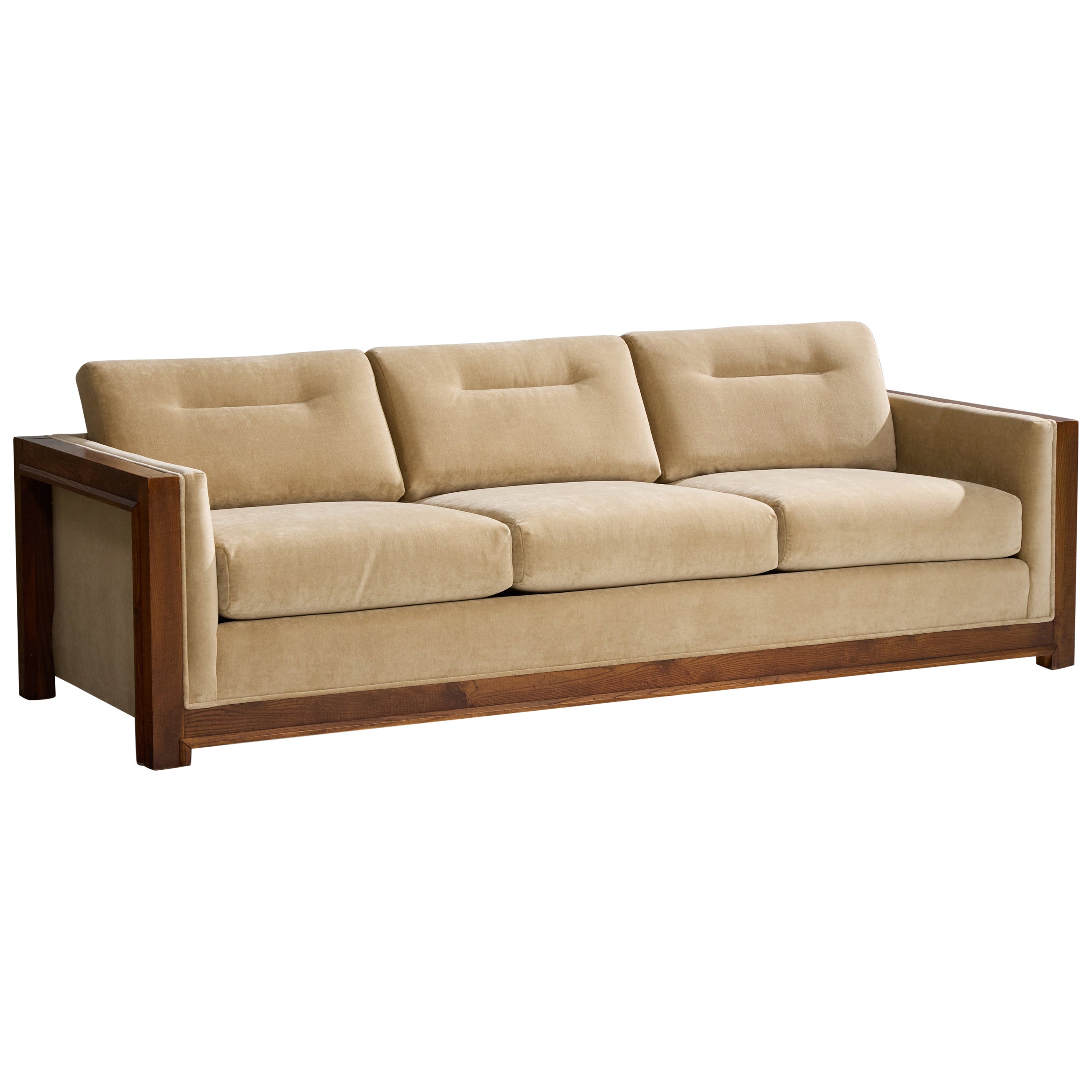 American Designer, Divano, Oak, Velluto, USA, anni '50