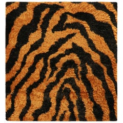 Échantillon de tapis personnalisé de Rug & Kilim, orange avec des rayures noires
