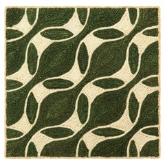 Rug & Kilim’s Abaca Custom Rug Sample, Forest Green with Ivory Patterns