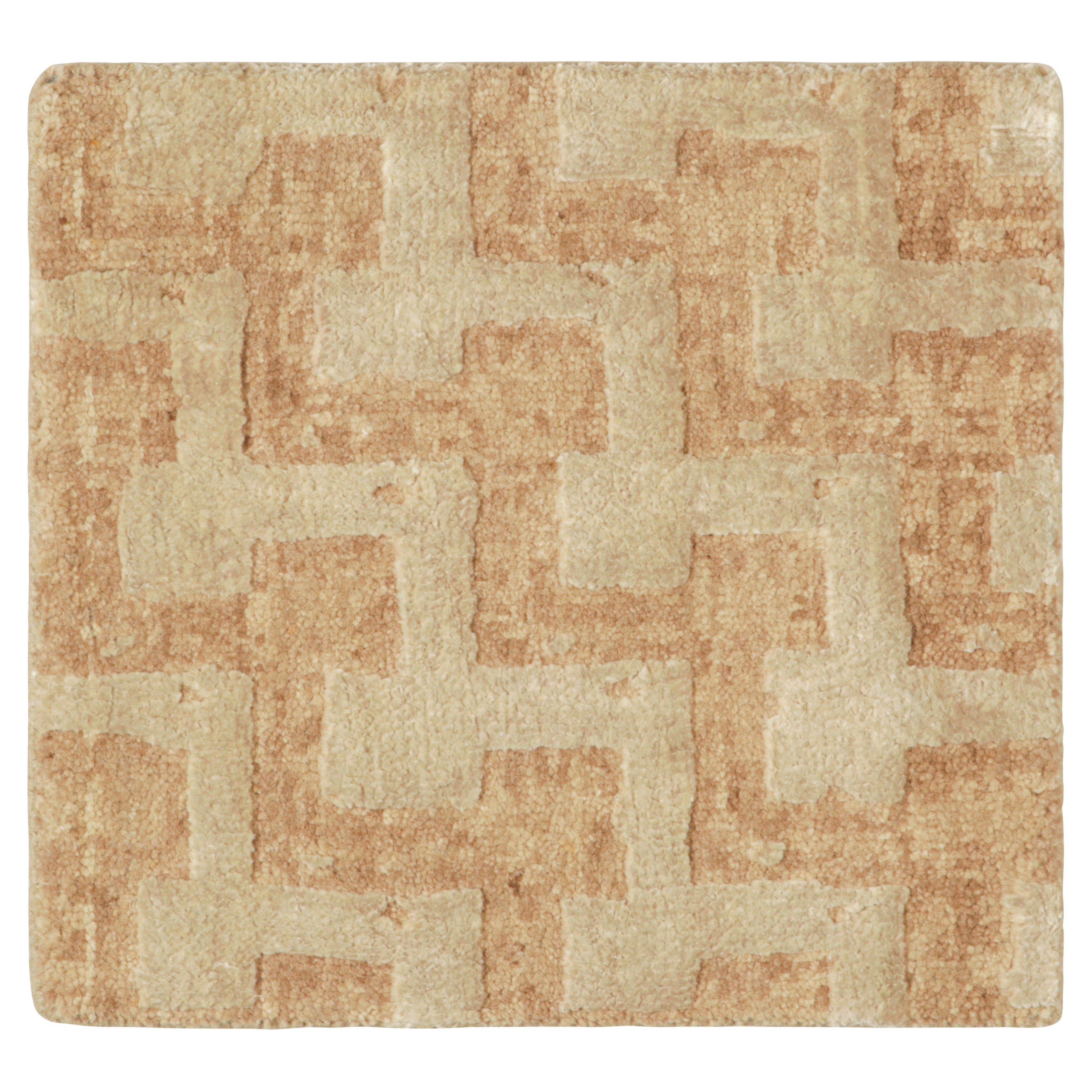 Rug & Kilim’s Contemporary Custom Rug Sample, Beige and Cream Geometric Patterns