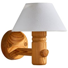 Lars Bessfelt, Wall Light, Pine, Fabric, Sweden, 1980s