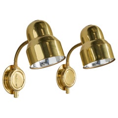 EWÅ Värnamo, Wall Light, Brass, Metal, Sweden, 1970s