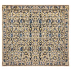 Doris Leslie Blau Vintage Spanish Yellow and Blue Handmade Wool Rug