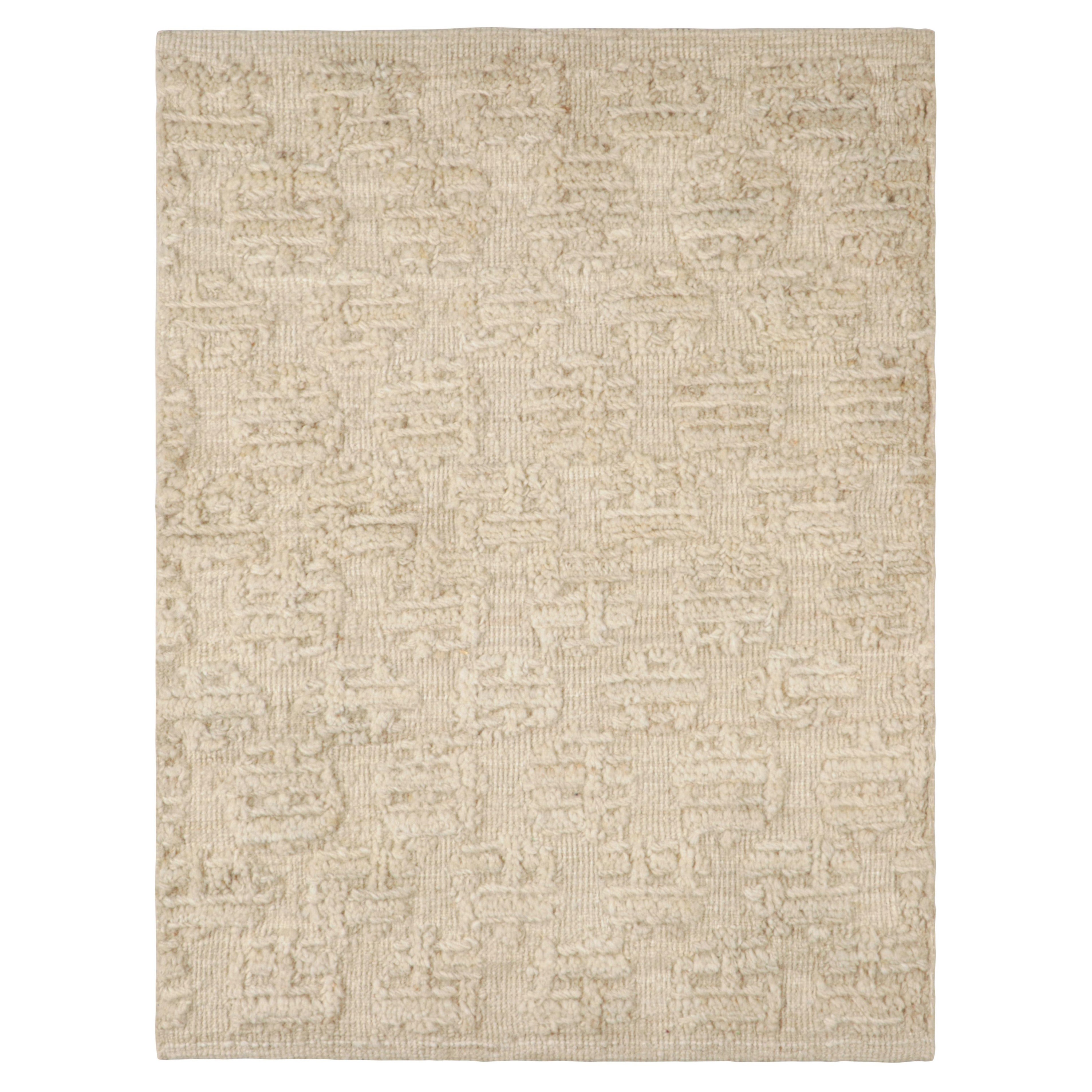 Rug & Kilim’s Textural Custom Rug Sample, White High-Low Geometric Pattern